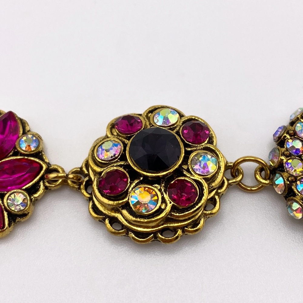 Gold Tone Rhinestone Floral Bracelet - Picture 6 of 10